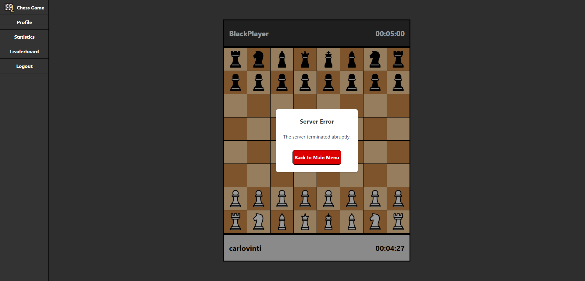 Game Error Screenshot