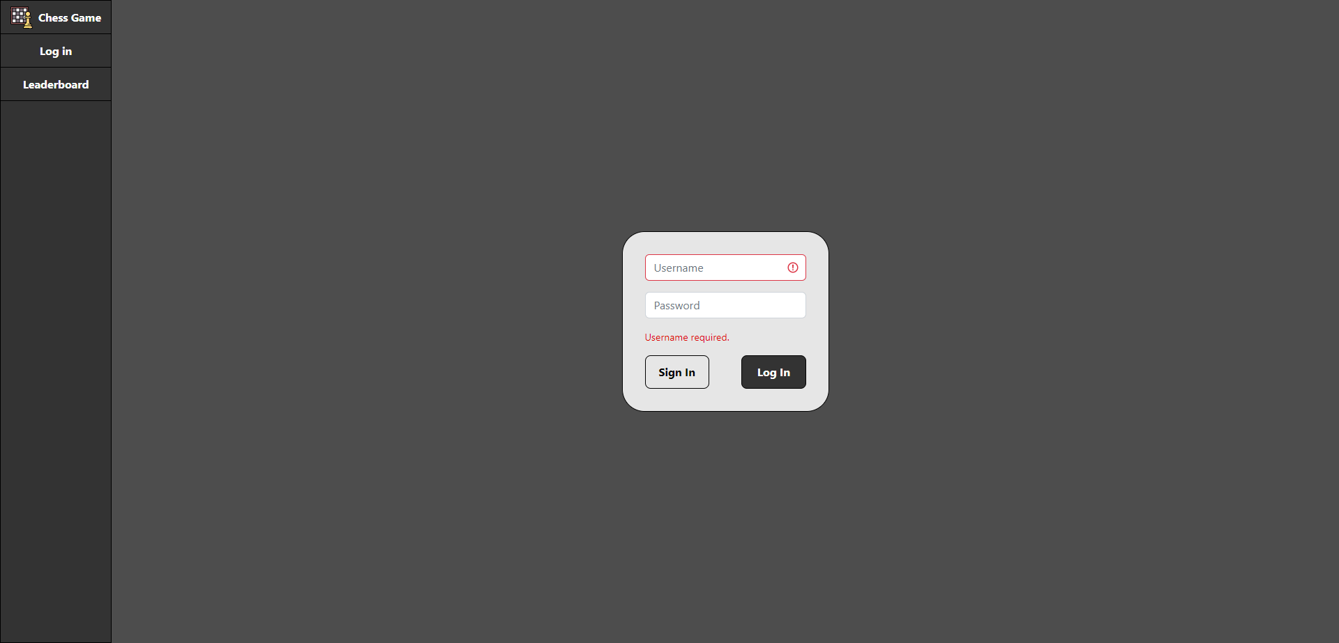 Login Error Screenshot